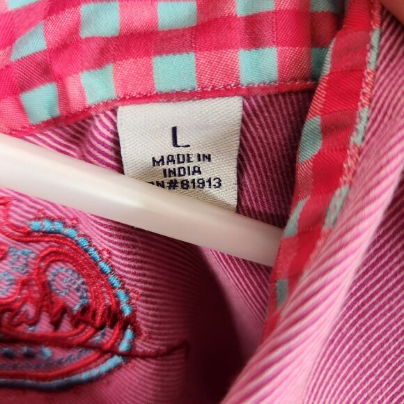 Robert Graham Womens Long Sleeve Pink Paisley Cuff Button Down Shirt Large - Picture 7 of 9